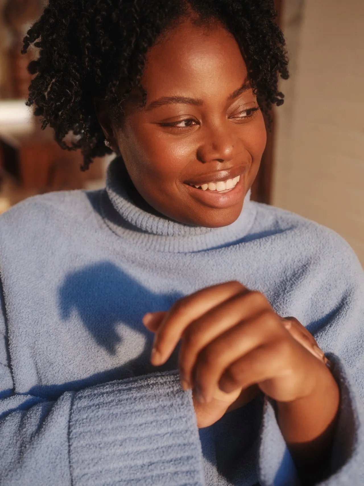 Happy patient looking away